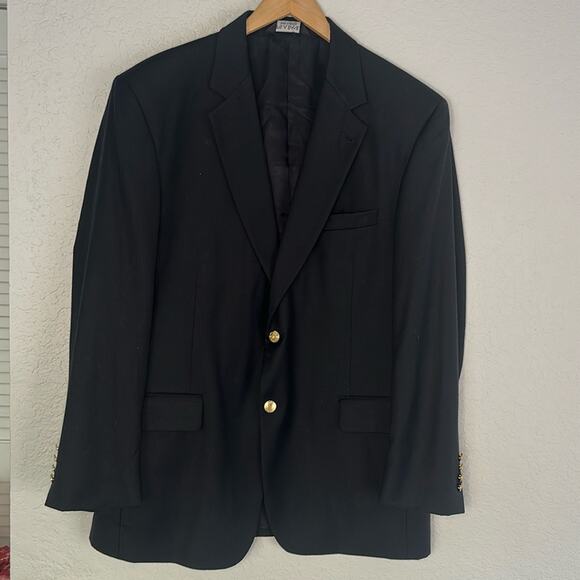 Jos A Banks Men’s Black Sport Coat Blazer Gold 2 Button 43 Regular Gordon Cruise - Picture 1 of 7